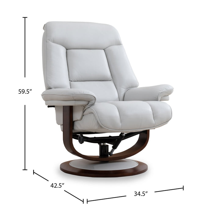 Fauteuil inclinable Maven antistress de 34,5 po en cuir véritable gris avec repose-pieds et base en bois et métal - gris