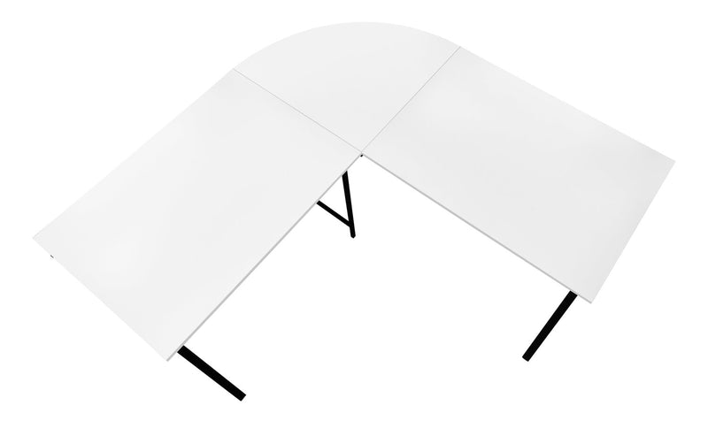 Bureau en coin en forme de L Lidia de 55,25 po - blanc