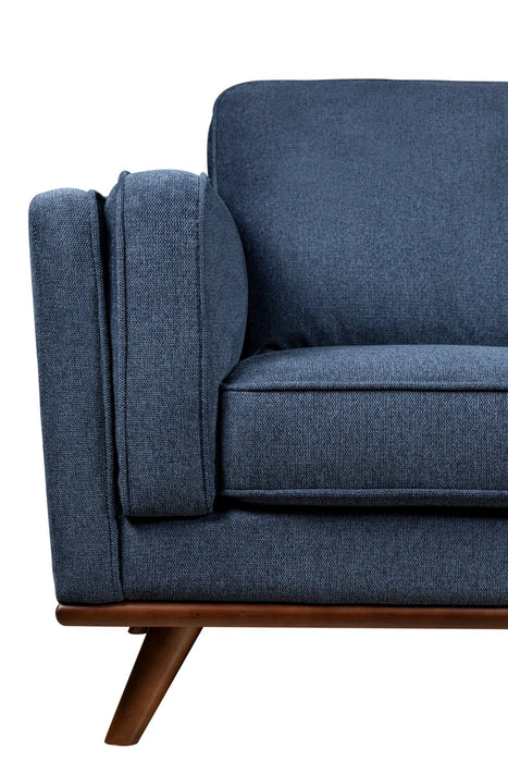 Causeuse Kassia de Kort & Co. de 65,4 po en tissu d’apparence lin avec base et pattes en bois - bleue