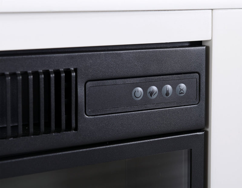 Meuble pour téléviseur moderne Ignatius de 64 po avec foyer électrique, rangement et système de gestion des câbles pour téléviseurs jusqu’à 70 po - blanc