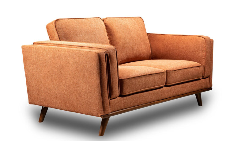 Causeuse Kassia de Kort & Co. de 65,4 po en tissu d’apparence lin avec base et pattes en bois - orange