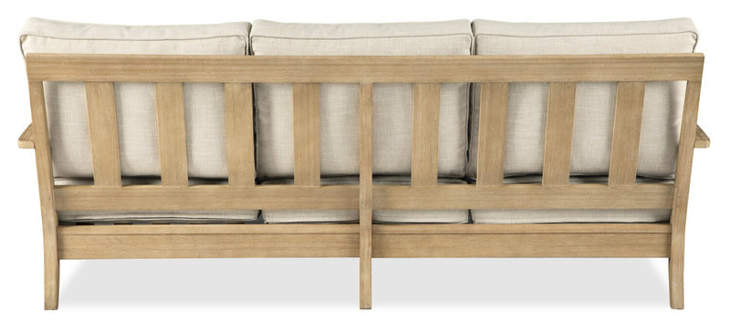 Sofa Juno pour la terrasse à l’extérieur - eucalyptus et tissu Nuvella, résistant aux rayons UV et aux intempéries - naturel et beige