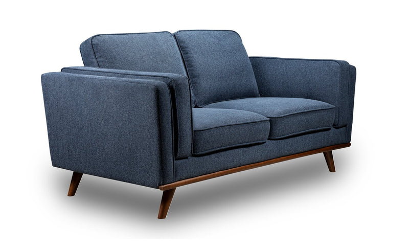 Causeuse Kassia de Kort & Co. de 65,4 po en tissu d’apparence lin avec base et pattes en bois - bleue