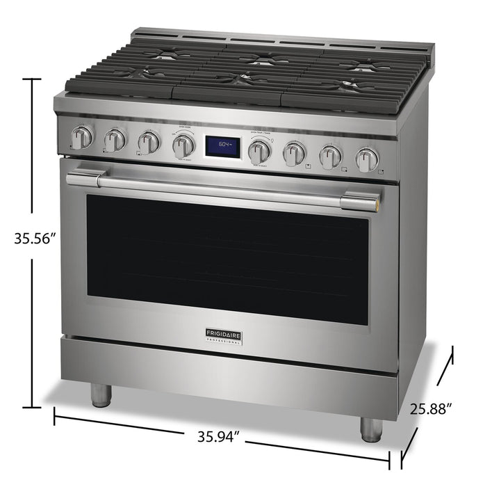 Cuisinière à gaz Frigidaire Professional de 4,4 pi³ à convection véritable avec surface de cuisson à 6 brûleurs - acier inoxydable Smudge-ProofMD - PCFG3670AF