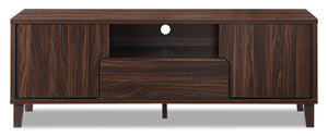 Meuble pour téléviseur Finn de 60 po avec rangement et système de gestion des câbles pour téléviseurs jusqu’à 65 po - noyer foncé