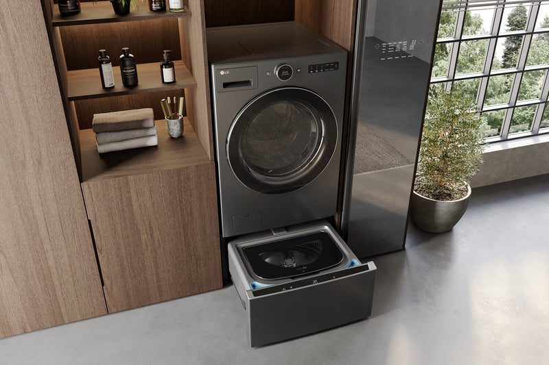 Laveuse-sécheuse tout-en-un à la vapeur intelligente haute efficacité LG de 5,7 pi³ à chargement frontal - acier noir - WM6998HBA