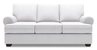  Sofa-lit Roll de Sofa Lab de 86 po fabriqué au Canada en tissu d’apparence lin avec accoudoirs enroulés - blanc Pax Ice 