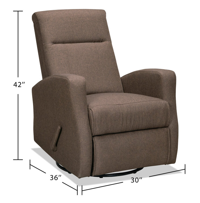 Fauteuil berçant, pivotant et inclinable Nyla de 30 po en tissu d’apparence lin - brun