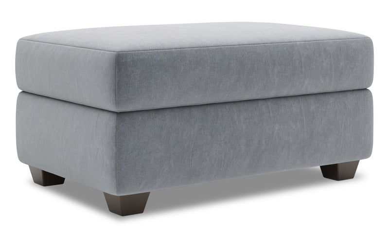 Pouf de rangement personnalisable The Trunk de Sofa Lab de 39 po fabriqué au Canada en tissu de velours - gris