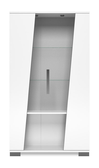 Armoire vitrée de salle à manger Raia avec rangement et tablettes d'exposition en verre - fabriquée en Italie, moderne, 40 po (L) - blanche