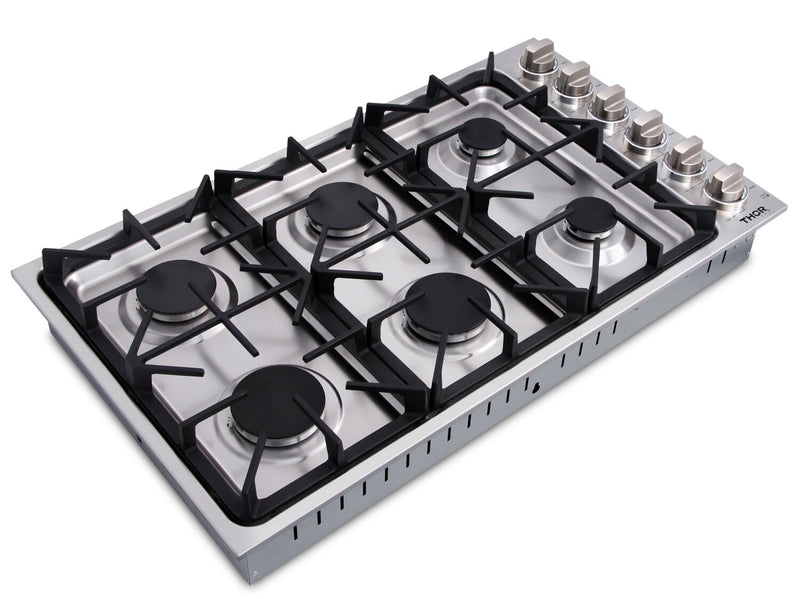 Surface de cuisson à gaz professionnelle Thor Kitchen de 36 po à 6 brûleurs - TGC3601