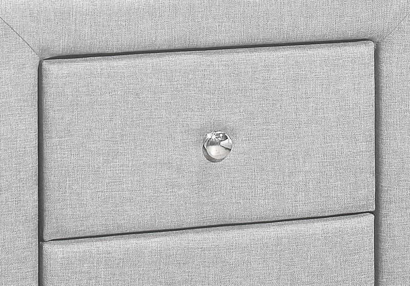 Table de nuit rembourrée Zara de 20,5 po (l) x 20,75 po (H) à 2 tiroirs - grise