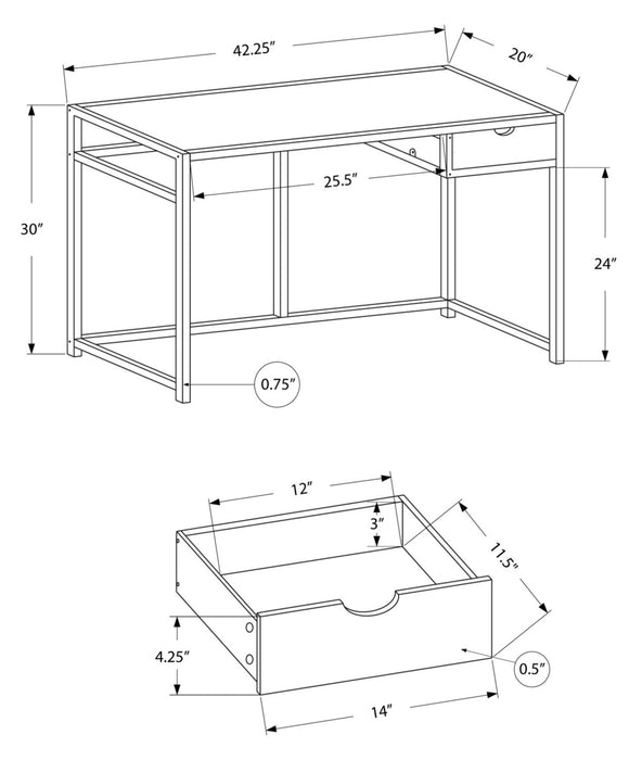 Bureau Everly de 42,25 po avec tiroir - apparence marbre noir