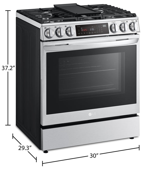 Cuisinière intelligente à gaz LG de 6,3 pi³ avec hublot InstaViewMD et convection ProBake ConvectionMD - acier inoxydable Smudge-ProofMD - LSGL6335F