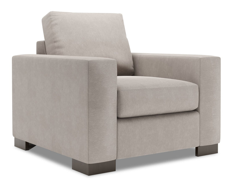Fauteuil Track de Sofa Lab personnalisable de 38 po fabriqué au Canada en tissu d’apparence lin avec accoudoirs rectilignes - gris Pax Slate