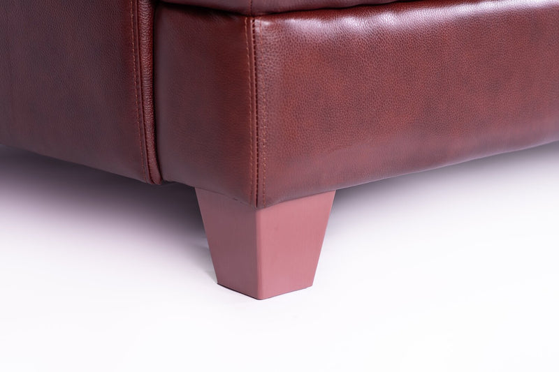 Causeuse Vita de Château d’Ax de 70 po en cuir 100 % véritable avec coutures à motif de diamant et pattes en bois - brune