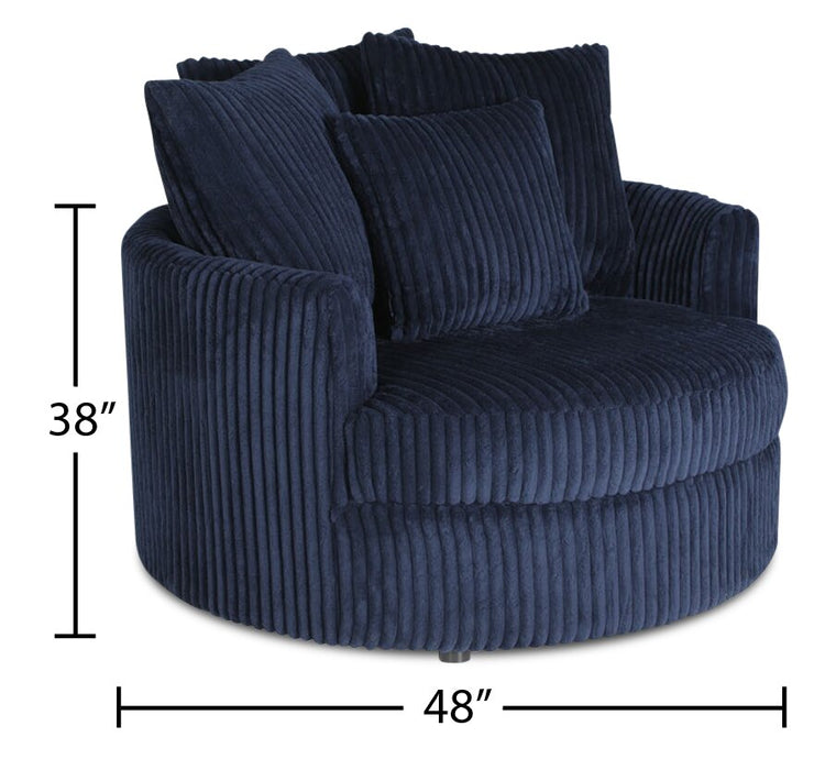 Fauteuil d’appoint Cuddler Grande de 48 po fabriqué au Canada en tissu de chenille - bleu Groove Midnight