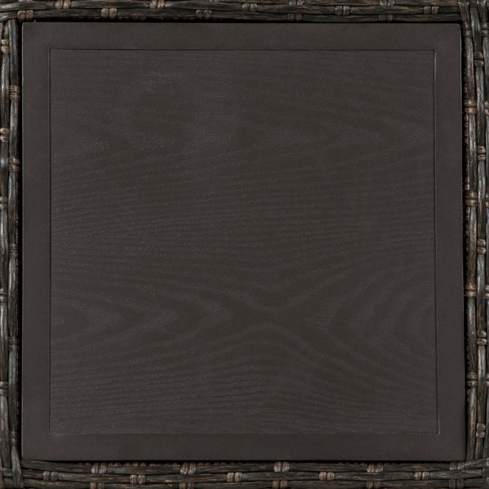 Table de bout Hilo pour la terrasse à l’extérieur - 20 po (L), armature en osier en résine et en aluminium, résistante aux rayons UV et aux intempéries - brune