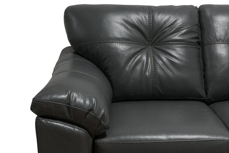 Sofa sectionnel de droite Addison 2 pièces fabriqué au Canada en tissu d’apparence cuir avec coussins de siège amovibles - gris