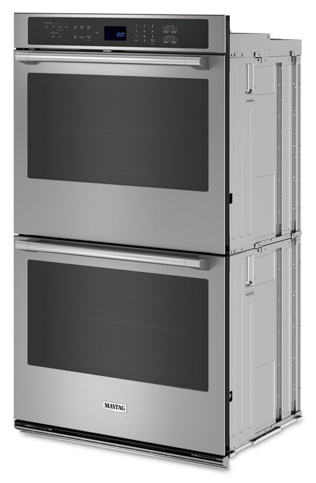 Four mural double électrique Maytag de 8,6 pi³ et de 27 po avec convection véritable - acier inoxydable résistant aux traces de doigts - MOED6027LZ