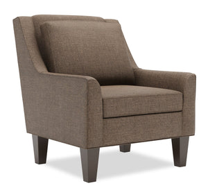 Fauteuil d’appoint club Sofa Lab personnalisable de 29 po fabriqué au Canada en tissu d’apparence lin avec pattes en bois - brun Luna Praline