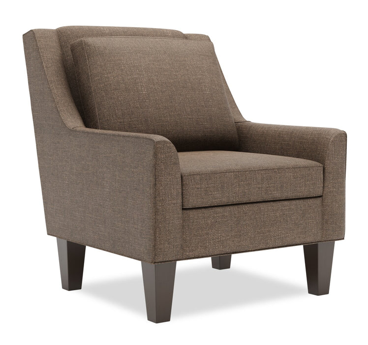 Fauteuil d’appoint club Sofa Lab personnalisable de 29 po fabriqué au Canada en tissu d’apparence lin avec pattes en bois - brun Luna Praline