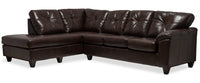  Sofa sectionnel de gauche Addison 2 pièces fabriqué au Canada en tissu d’apparence cuir avec coussins de siège amovibles - brun