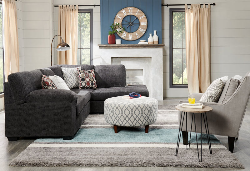 Sofa sectionnel de droite Morty 2 pièces fabriqué au Canada en tissu de chenille avec coussins décoratifs - gris