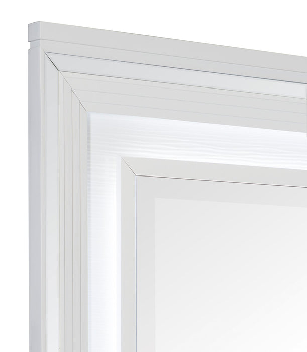 Miroir de commode de chambre à coucher somptueux Max avec éclairage à DEL - blanc