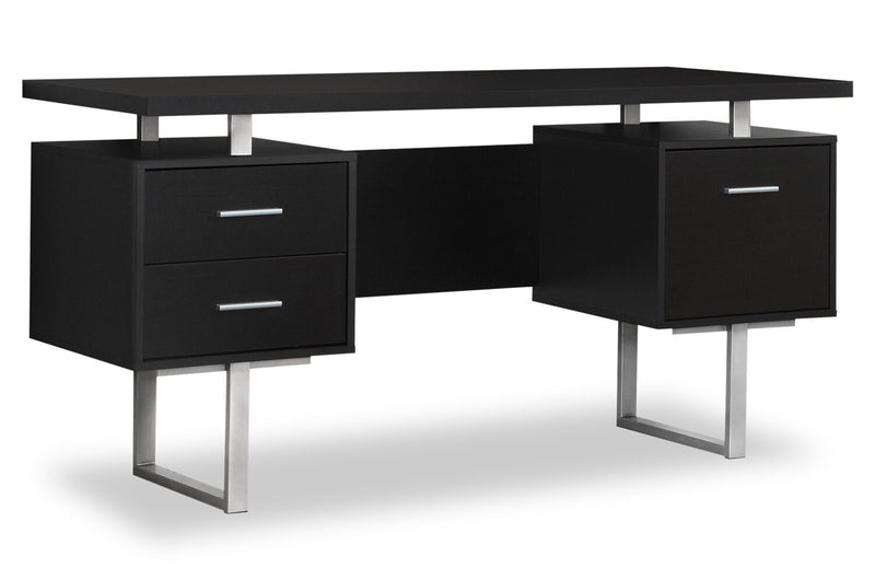 Bureau réversible Teagan de 60 po à 3 tiroirs - espresso