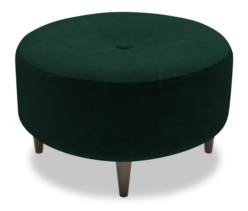 Pouf personnalisable The Curve de Sofa Lab de 31 po fabriqué au Canada en tissu de velours - vert Hunter Green