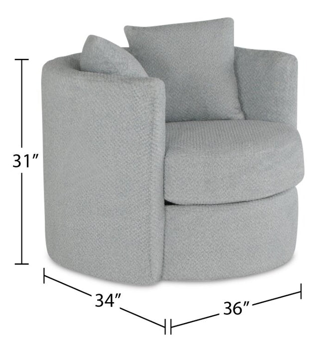Fauteuil d’appoint pivotant Cuddler Petite de 36 po fabriqué au Canada en tissu de chenille - gris Teddy Star