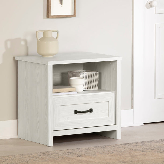 Table de nuit Dove de 23,8 po (L) x 22,5 po (H) à 1 tiroir, fabriquée au Canada - blanche