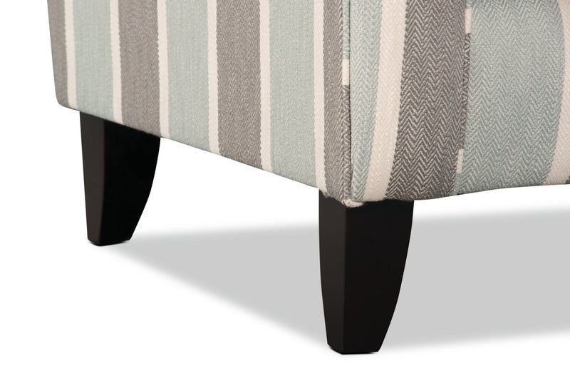 Fauteuil d’appoint Tula de 38 po fabriqué au Canada en tissu avec accoudoirs enroulés - brume multicolore