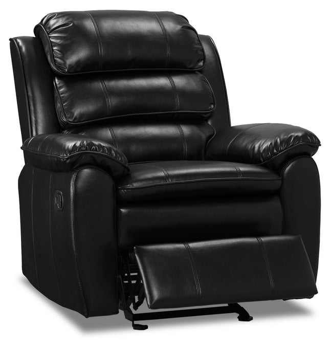 Fauteuil coulissant inclinable Adam de 34,45 po en tissu d’apparence cuir - noir