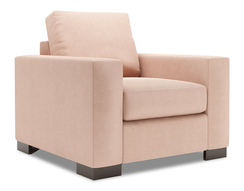 Fauteuil Track de Sofa Lab personnalisable de 38 po fabriqué au Canada en tissu d’apparence lin avec accoudoirs rectilignes - rose Pax Rose