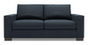 Sofa personnalisable Track de Sofa Lab de 75 po de format condo fabriqué au Canada en tissu d’apparence lin avec accoudoirs rectilignes - bleu Luna Sailor