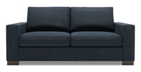 Sofa Track de Sofa Lab de 75 po de format condo fabriqué au Canada en tissu d’apparence lin - bleu Luna Sailor