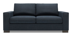 Sofa personnalisable Track de Sofa Lab de 75 po de format condo fabriqué au Canada en tissu d’apparence lin avec accoudoirs rectilignes - bleu Luna Sailor