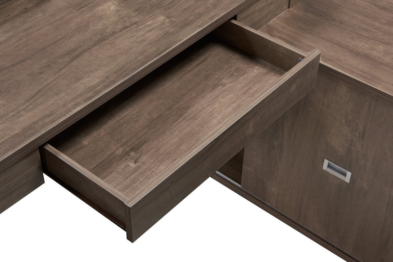 Bureau réversible Jude de 55 po à 3 tiroirs avec armoire - noisette 