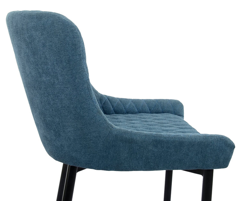 Tabouret Demi de hauteur comptoir en tissu d’apparence velours et en métal - bleu marine