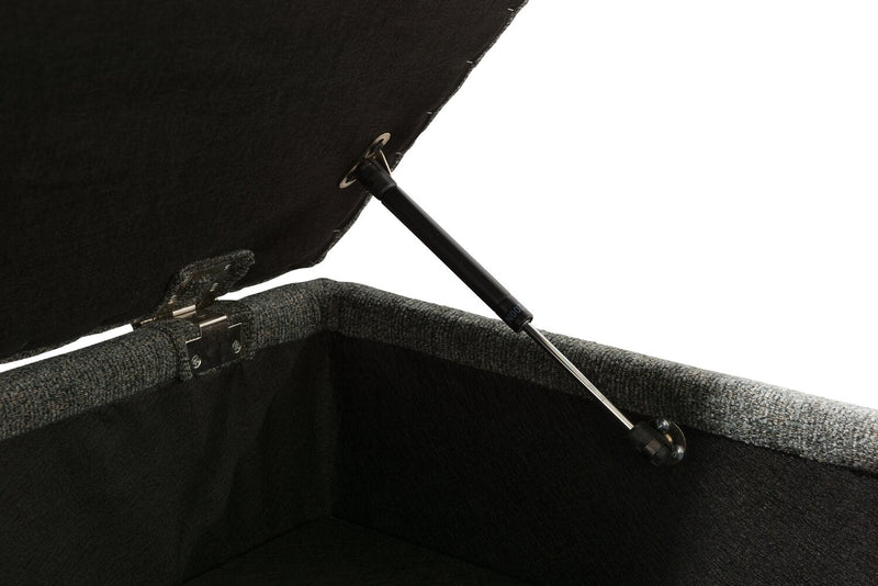 Pouf de rangement Verona de 44 po fabriqué au Canada en tissu d’apparence lin - gris anthracite