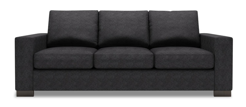 Sofa-lit personnalisable Track de Sofa Lab de 85 po fabriqué au Canada en tissu de chenille avec accoudoirs rectilignes - gris Luxury Charcoal