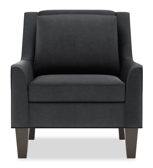 Fauteuil d’appoint club Sofa Lab personnalisable de 29 po fabriqué au Canada en tissu d’apparence lin avec pattes en bois - gris Pax Pepper