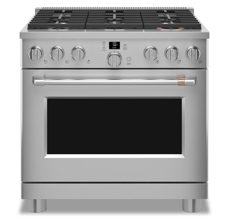 Cuisinière intelligente à gaz Café de 6,2 pi³ avec convection européenne véritable et grilles autonettoyantes - acier inoxydable - CGY366P2TS1