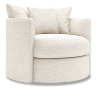  Fauteuil d’appoint pivotant Nest de Sofa Lab de 41 po fabriqué au Canada en tissu de chenille - beige Luxury Sand 
