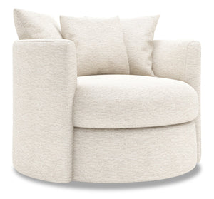 Fauteuil d’appoint pivotant Nest de Sofa Lab personnalisable de 41 po fabriqué au Canada en tissu de chenille - beige Luxury Sand
