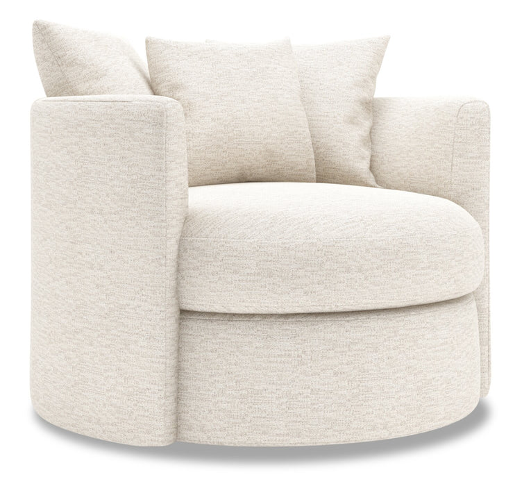Fauteuil d’appoint pivotant Nest de Sofa Lab personnalisable de 41 po fabriqué au Canada en tissu de chenille - beige Luxury Sand