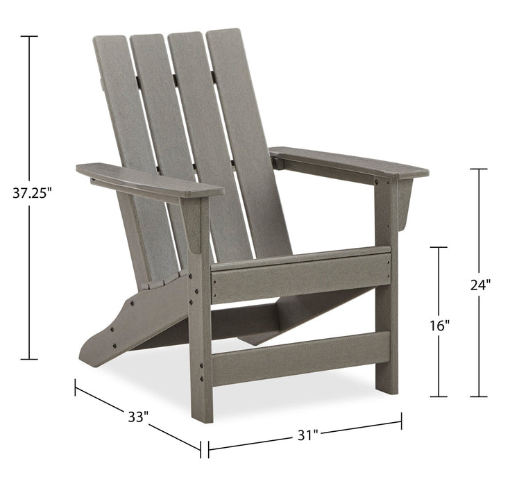 Chaise Adirondack Cape pour la terrasse à l’extérieur - plastique à haute densité, résistante aux rayons UV et aux intempéries - grise