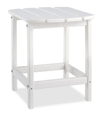 Table de bout Bask pour la terrasse à l’extérieur - 15 po (L), plastique à haute densité, résistante aux rayons UV et aux intempéries - blanche